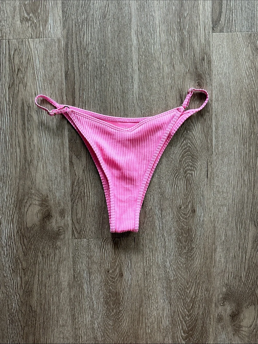 Hollister Ribbed Bikini Bottom‎ Pink Small High Cut Cheeky
